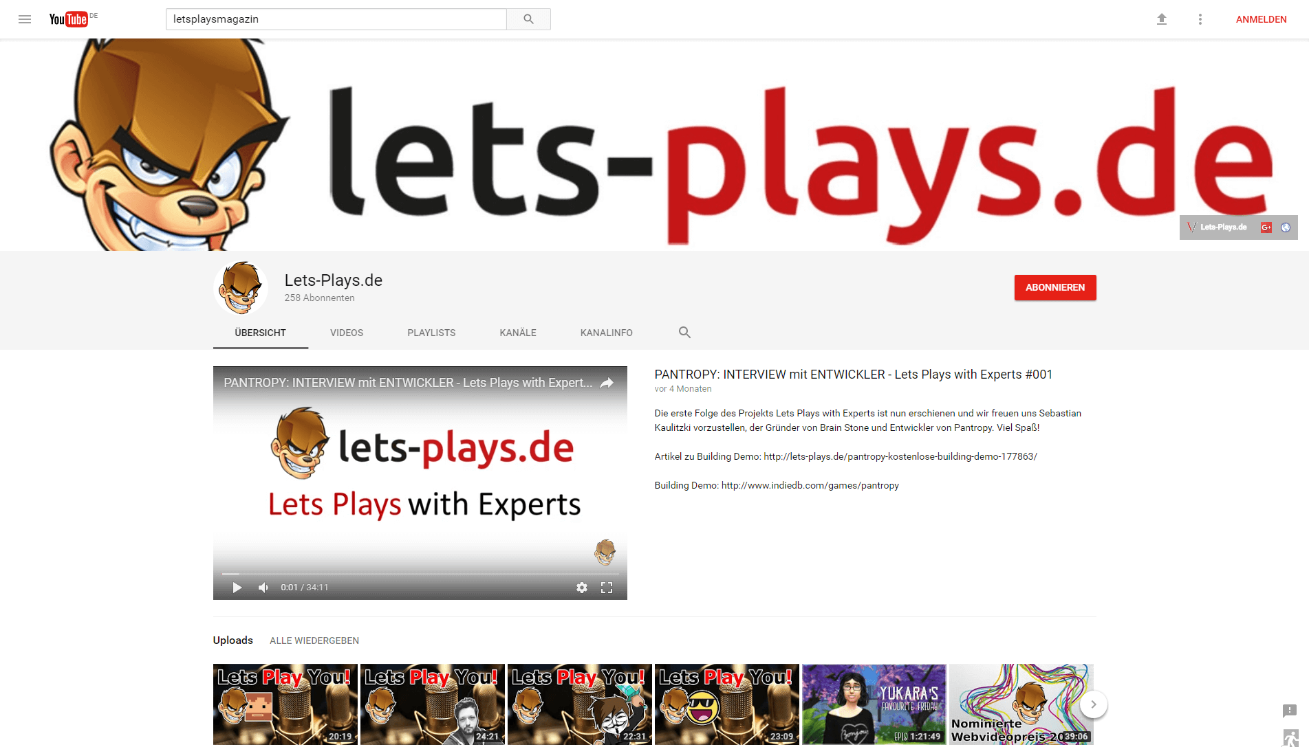Lets Plays.de YouTube(1)